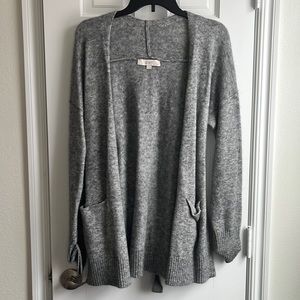 🌟HP🌟 LOFT Petite Gray Belted Knit Cardigan